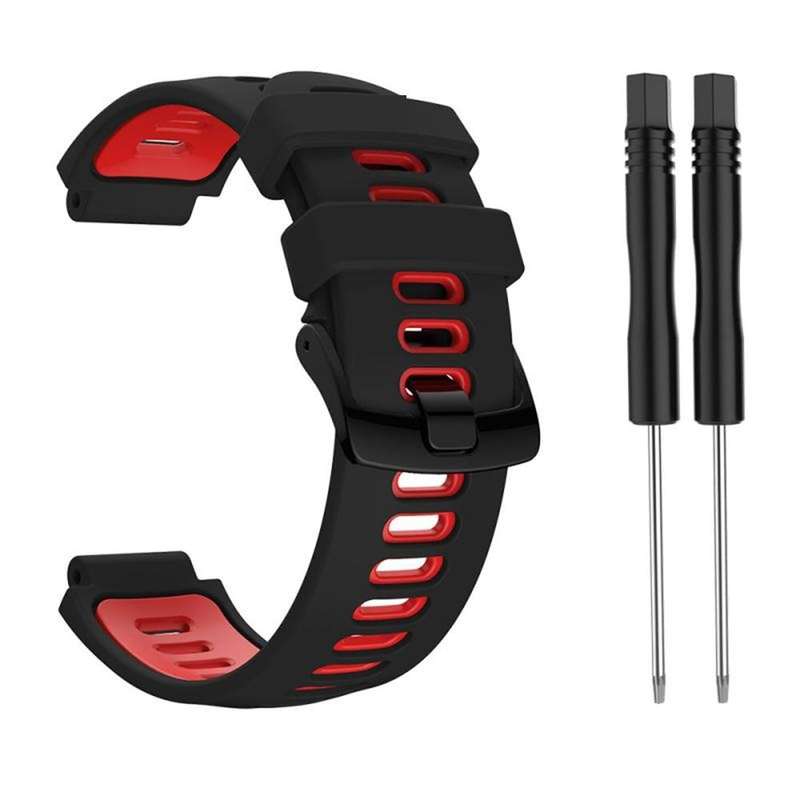 For Garmin Forerunner 220/230/235/620/630/735XT Two-color Silicone Watch Band(Black+Red)