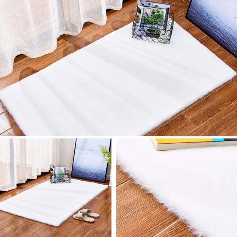 Rug Artificial Rabbit Hair Carpet Non-slip Floor Mats for Living Room Bedroom Balcony Home Decora...