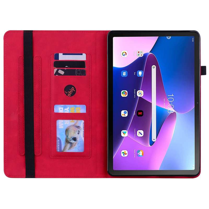 For Lenovo Tab M10 Plus 10.6 3rd Gen 2022 Skin Feel Solid Color Zipper Leather Tablet Case(Red)
