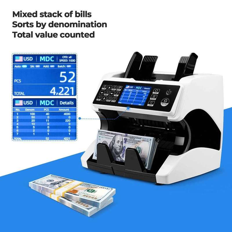 AL-920 Dual CIS Image Multi-Currency Vertical Currency Counter, Specifications:UK Plug