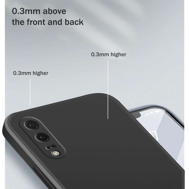 For Huawei P20 Solid Color Imitation Liquid Silicone Straight Edge Dropproof Full Coverage Protec...