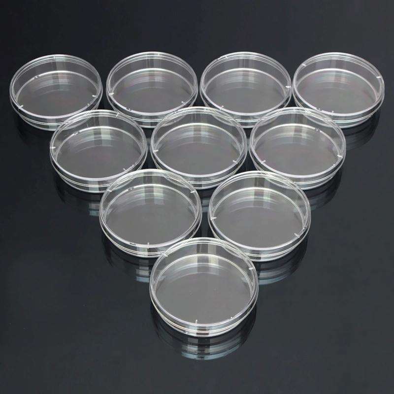 10 PCS Polystyrene Sterile Petri Dishes Bacteria Dish Laboratory Biological Scientific Lab Suppli...