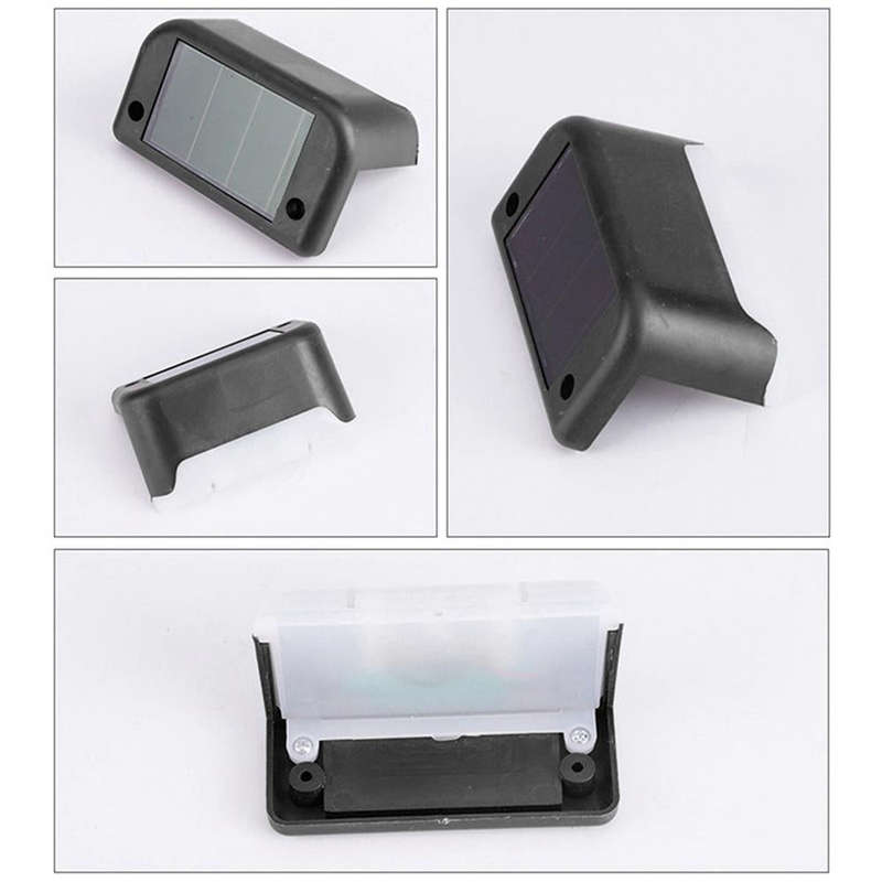 12 PCS Solar Powered LED Outdoor Stairway Light IP65 Waterproof Garden Lamp, Warm White Light(Black)