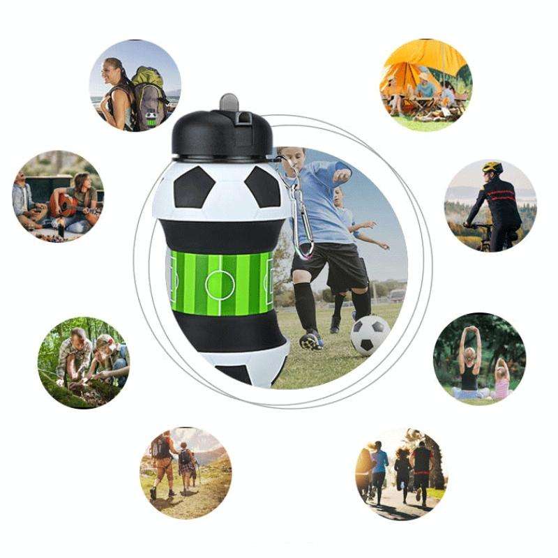 Outdoor Sports Anti-fall Water Bottle Portable Leak-proof Silicone Folding Cup, Shape: Basketball...