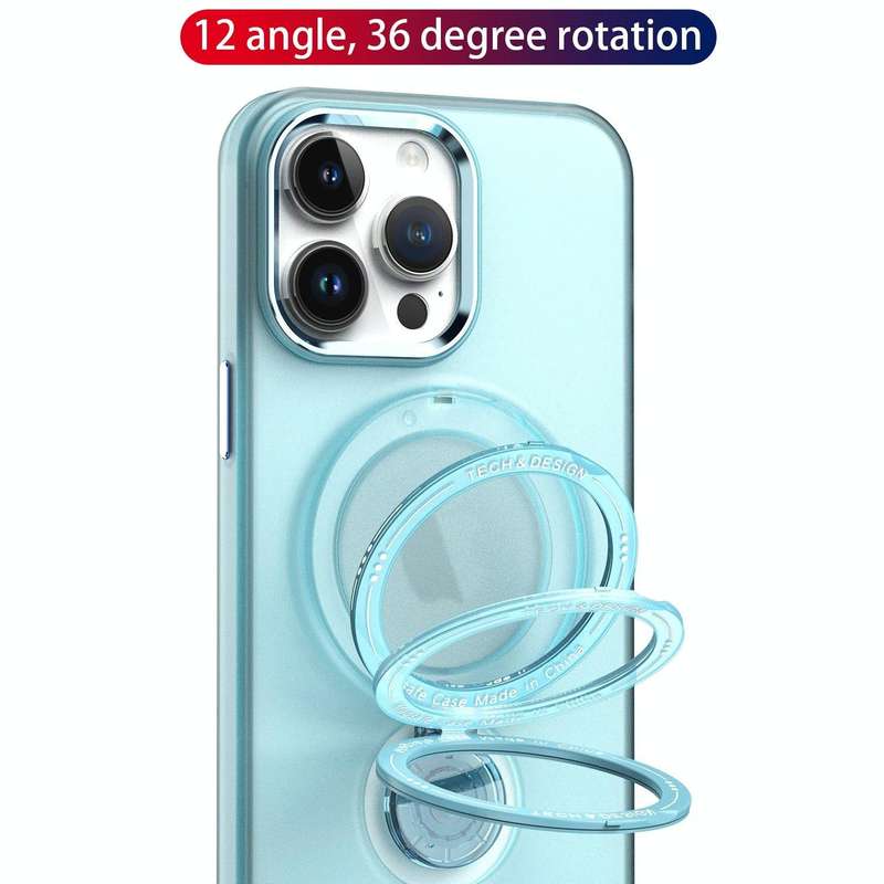 For iPhone 14 Pro Max 360 Degree Rotation Holder MagSafe Magnetic Phone Case(Pink)