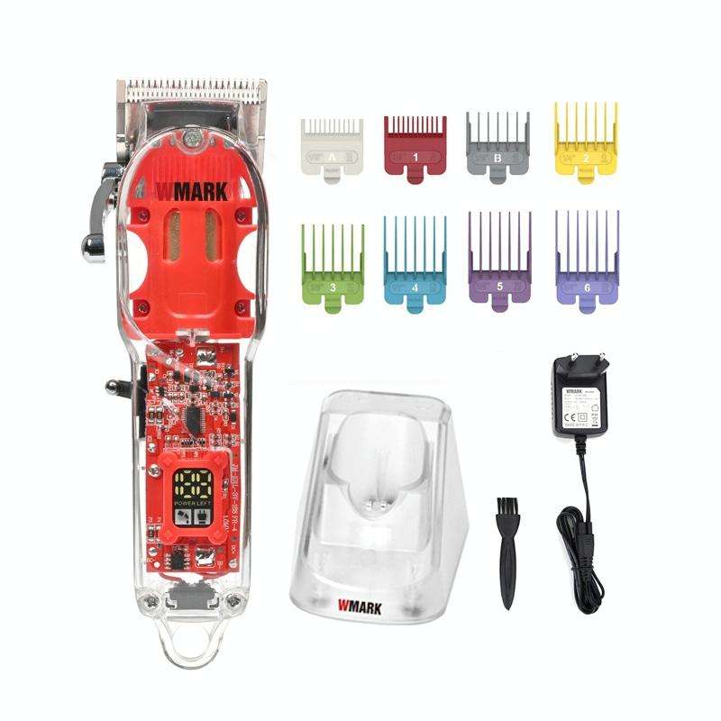 WMARK NG-407 Rechargeable Transparent Hair Clipper With Base LED Display, EU Plug