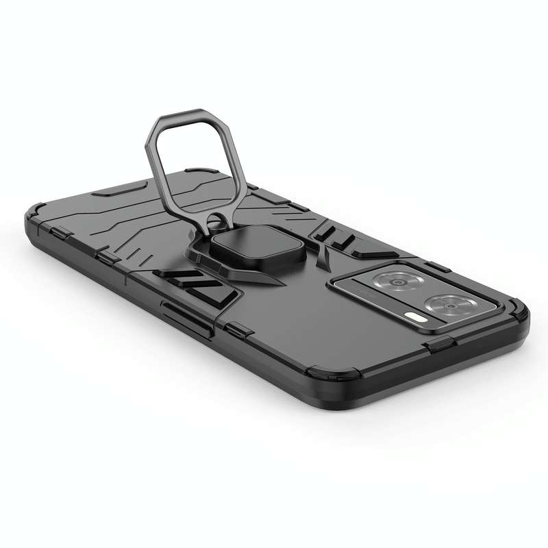 For OPPO A57 4G Foreign Version Shockproof PC + TPU Holder Phone Case(Navy Blue)