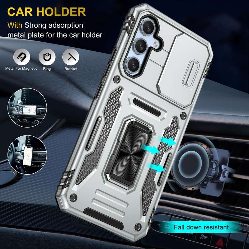 For Samsung Galaxy S23 FE 5G Armor PC + TPU Camera Shield Phone Case(Grey)