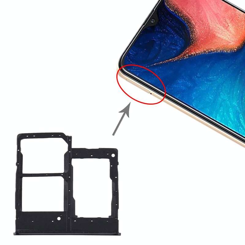 For Samsung Galaxy A20e SIM Card Tray + SIM Card Tray + Micro SD Card Tray (Black)