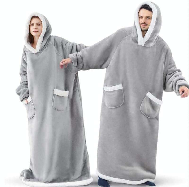 Lazy Blanket Lambswool TV Blanket Wearable Blanket, Size: Length 120CM(Black)