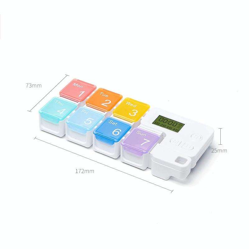 TF-248 7-Cell Smart Timing Reminder Plastic Pill Box Pill Storage Box(Colorful)