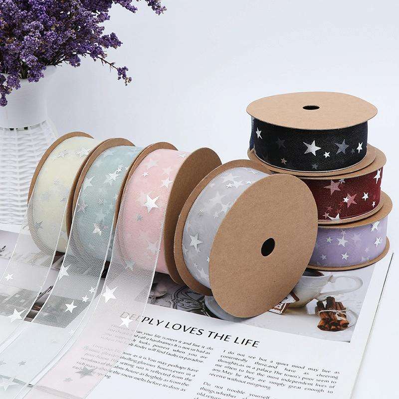 Star Ribbon Wedding Floral Packaging Ribbon, Specification: 2.5 cm(Bean Paste)