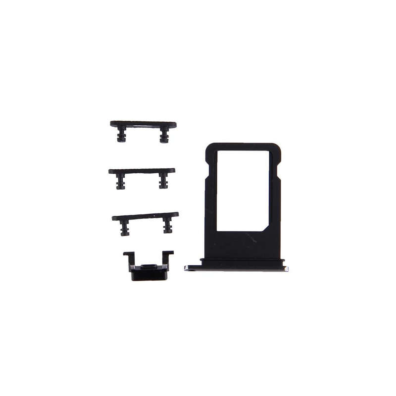 Card Tray + Volume Control Key + Power Button + Mute Switch Vibrator Key for iPhone 7(Black)