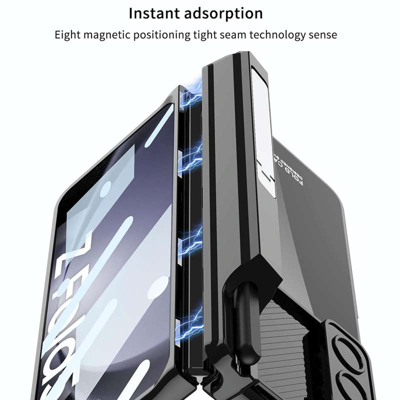For Samsung Galaxy Z Fold5 5G GKK Integrated Push Lens Window Fold Hinge Phone Case with Pen Slot...
