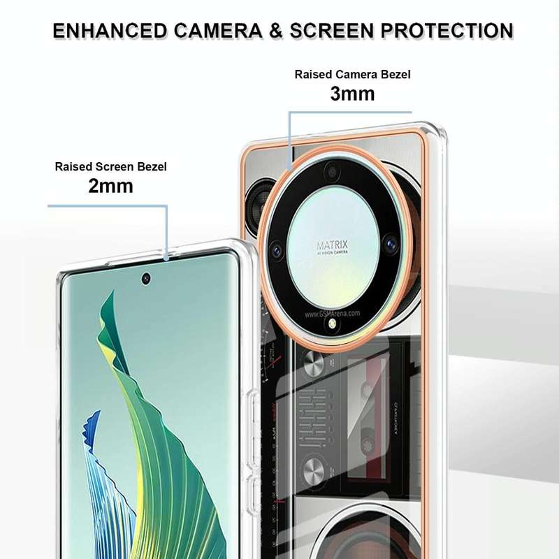 For Honor X9a / Magic5 Lite Electroplating Marble Dual-side IMD Phone Case(Retro Radio)
