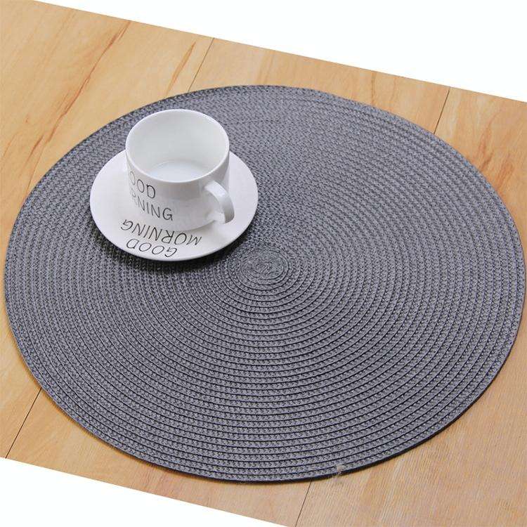 PP Environmentally Friendly Hand-woven Placemat Insulation Mat Decoration, Size:38cm(Black)