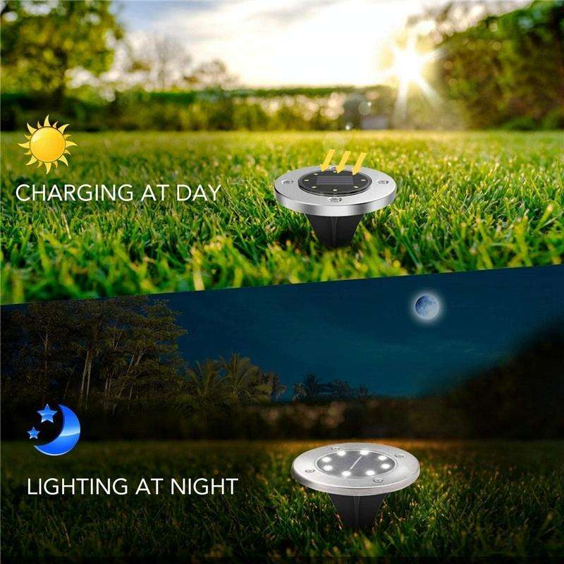 2 PCS 12 LEDs Solar Powered Buried Light Under Ground Lamp IP65 Waterproof Outdoor Garden Street ...