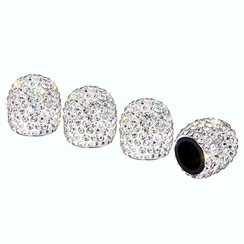 Car Crystal Tire Valve Cap Gas Cap Mouthpiece Cover (White)
