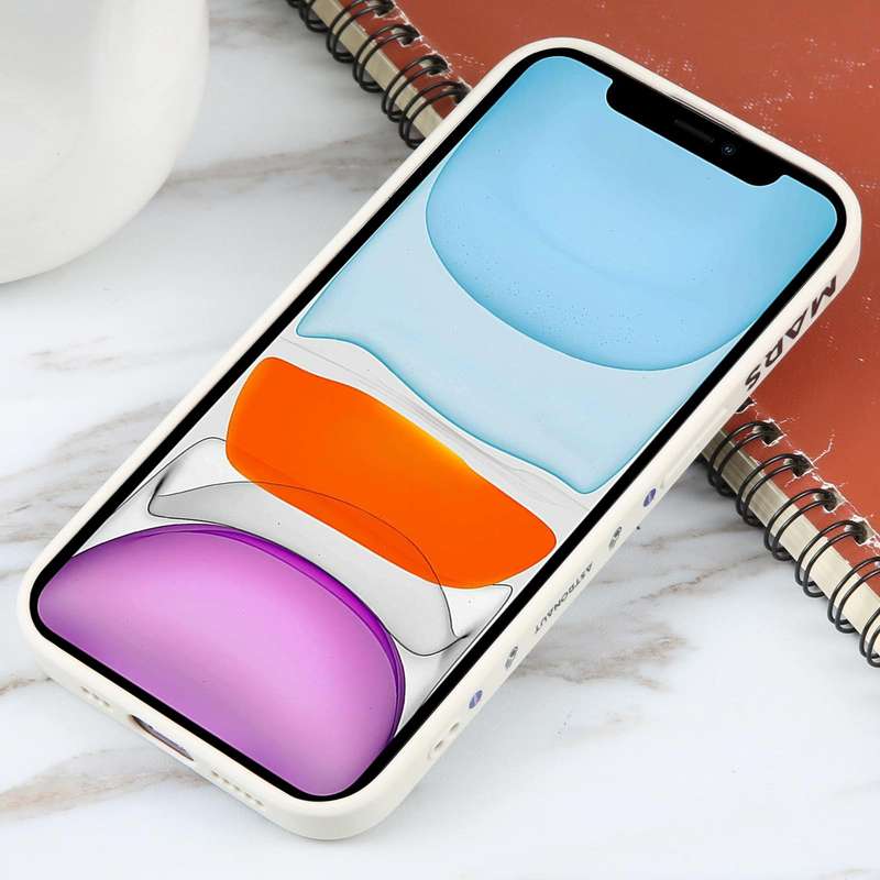 For iPhone 11 Astronaut Pattern Silicone Straight Edge Phone Case(Mars Astronaut-White)