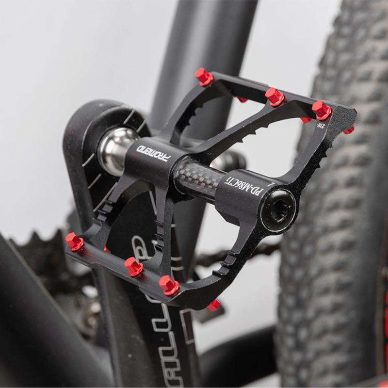 1 Pair PROMEND Titanium Axle Carbon Tube Bicycle Pedal Mountain Bike Road Bike 3 Palin Pedal PD-M...
