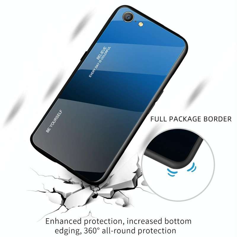 For OPPO A57 / A39 Gradient Color Glass Case(Red)