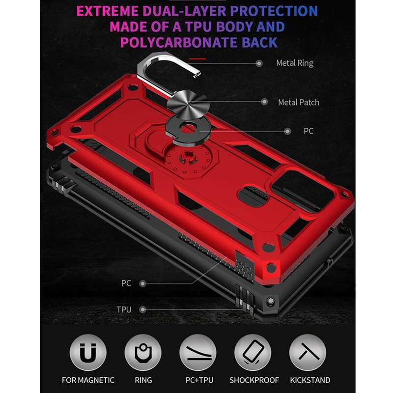 For Samsung Galaxy A21s Shockproof TPU + PC Protective Case with 360 Degree Rotating Holder(Black)