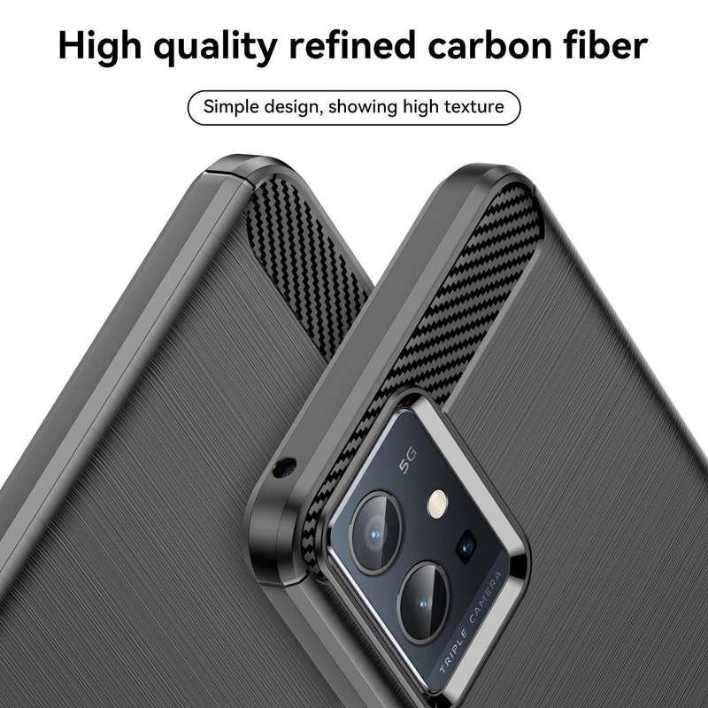 For vivo Y75 5G Brushed Texture Carbon Fiber TPU Phone Case(Black)