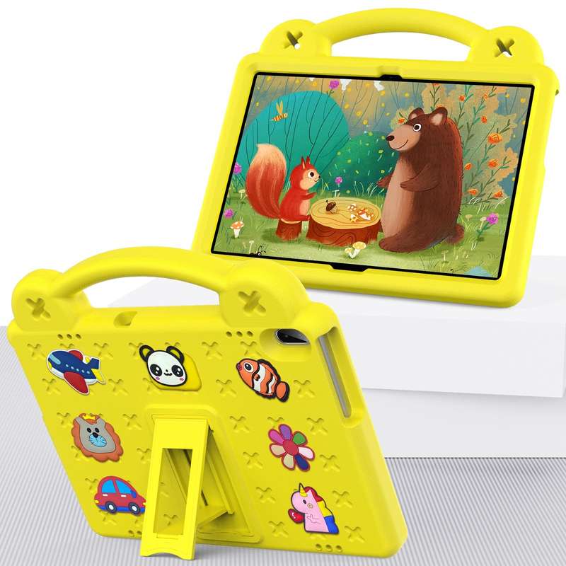 For Huawei MediaPad T5 10.1 Handle Kickstand Children EVA Shockproof Tablet Case(Yellow)