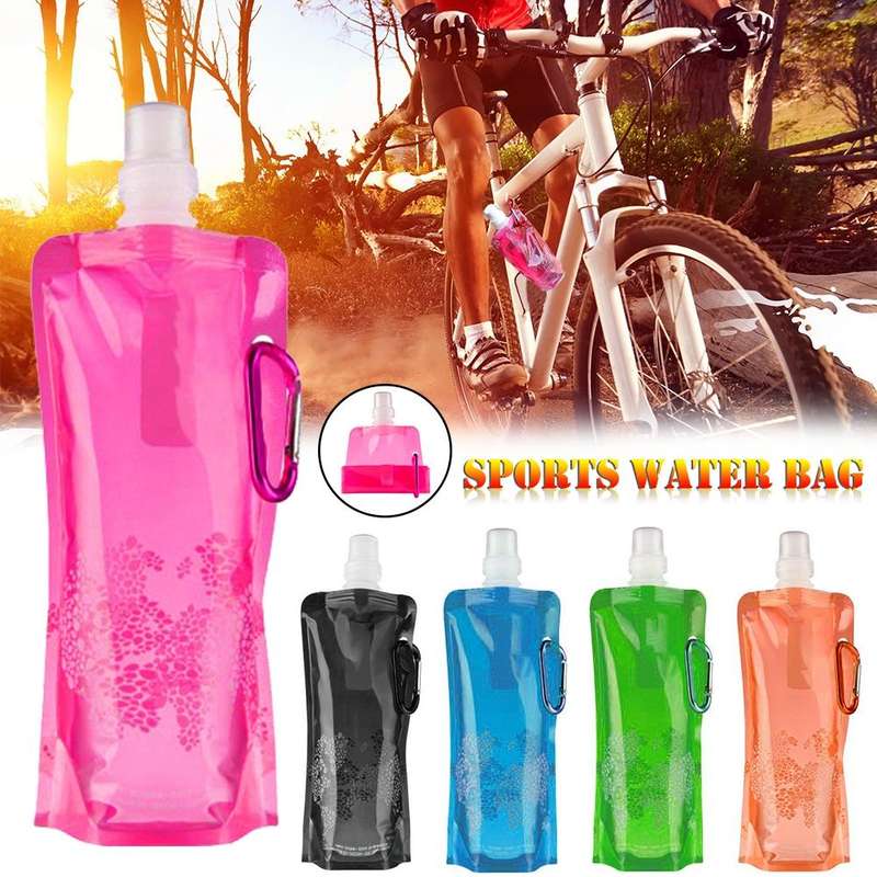 0.5L Portable Ultralight Foldable Silicone Water Bag Outdoor Sports Supplies Hiking Camping Soft ...