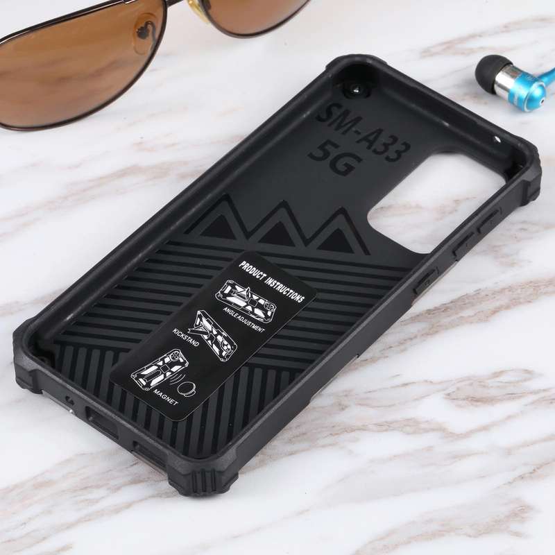 For Samsung Galaxy A33 5G Camouflage Armor Shockproof TPU + PC Magnetic Protective Phone Case wit...