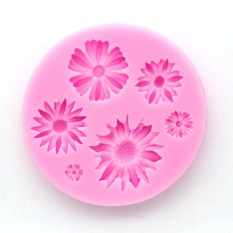 2 PCS 3D Flower Silicone Molds Fondant Craft Cake Candy Chocolate Ice Pastry Baking Tool(Pink)