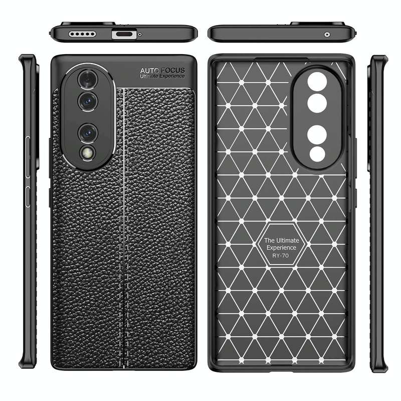 For Honor 70 Litchi Texture Shockproof TPU Phone Case(Black)