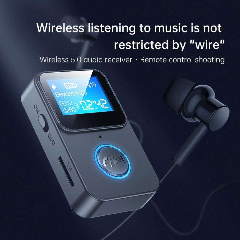C33 Bluetooth 5.0 Audio Receiver Transmitter Portable MP3 Player with LCD Display Support Remote ...