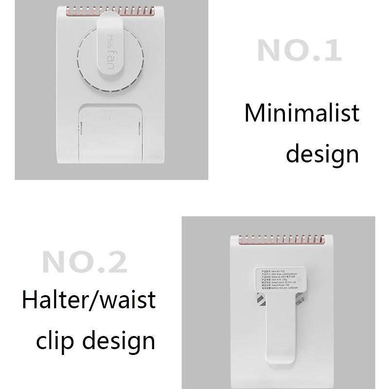 F13 Hanging Neck Fan Outdoor Portable USB Leafless Camera Mini Handheld Fan(White)