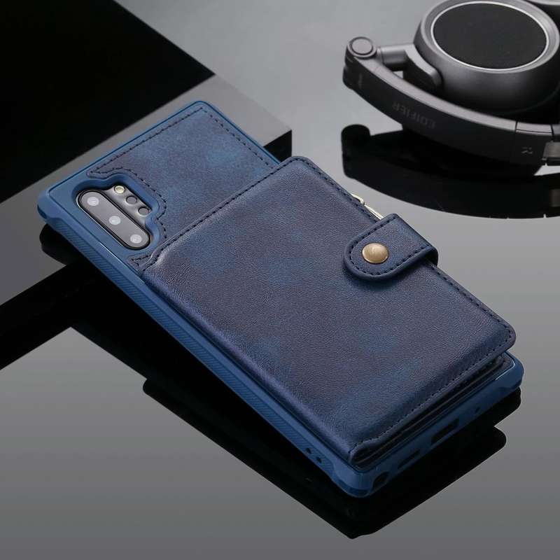 For Galaxy Note 10 Plus Zipper Shockproof Protective Case with Card Slots & Bracket & Photo Holde...