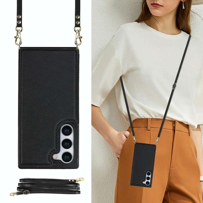 For Samsung Galaxy S23+ 5G Cross-body Square Double Buckle Flip Card Bag TPU+PU Case(Black)