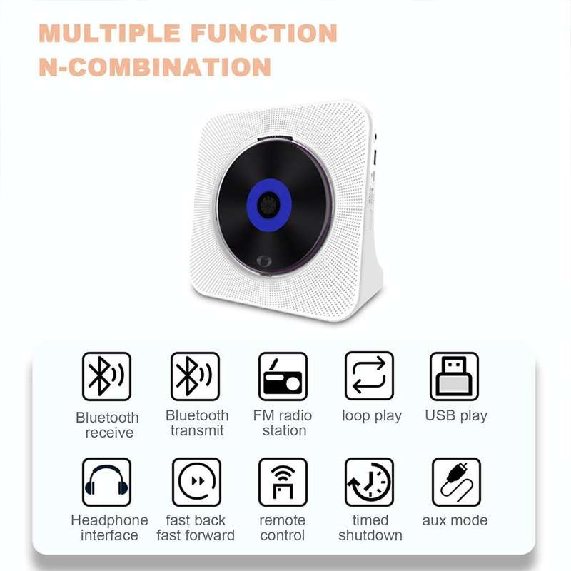 Kecag KC-806 2A Retro Bluetooth Music Disc Album CD Player, Specification:Plug-in Version(White)