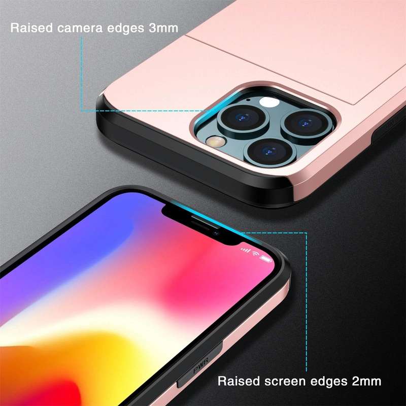 For iPhone 15 Pro Shockproof Armor Phone Case with Slide Card Slot(Dark Blue)