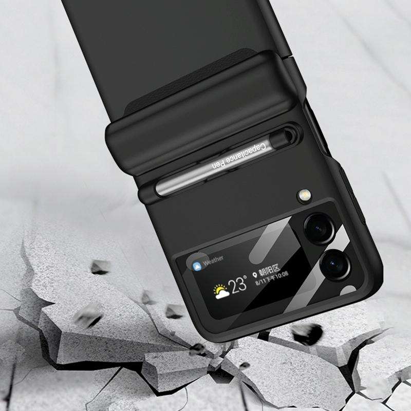 For Samsung Galaxy Z Flip3 5G GKK Magnetic Full Coverage Phone Flip Case with Pen(Black)