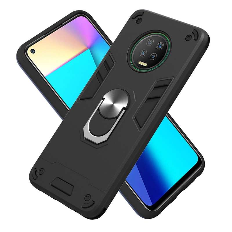 For Infinix X690 / Note 7 Armour Series PC + TPU Protective Case with Ring Holder(Black)