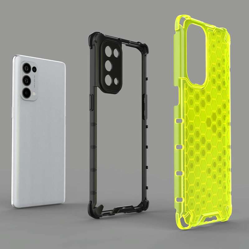 For Oppo Reno5 Pro 5G Shockproof Honeycomb PC + TPU Case(Black)