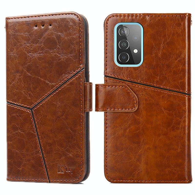 For Samsung Galaxy A52 5G / 4G Geometric Stitching Horizontal Flip TPU + PU Leather Case with Hol...
