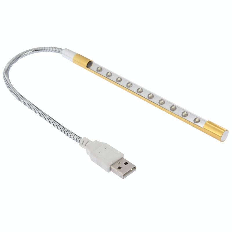 10-LED Portable Ultra Bright USB LED Light(Gold)