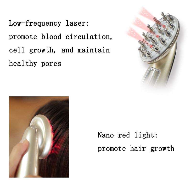RF Hair Growth Comb Scalp Oil Control & Anti-Hair Loss Massager English Manual(Golden)
