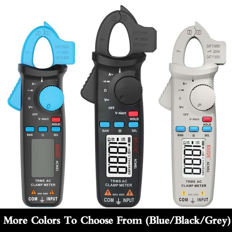 BSIDE ACM81 Digital Clamp Meter Auto-Rang 1mA Accuracy 200A Current DC AC Multimeter(Black)