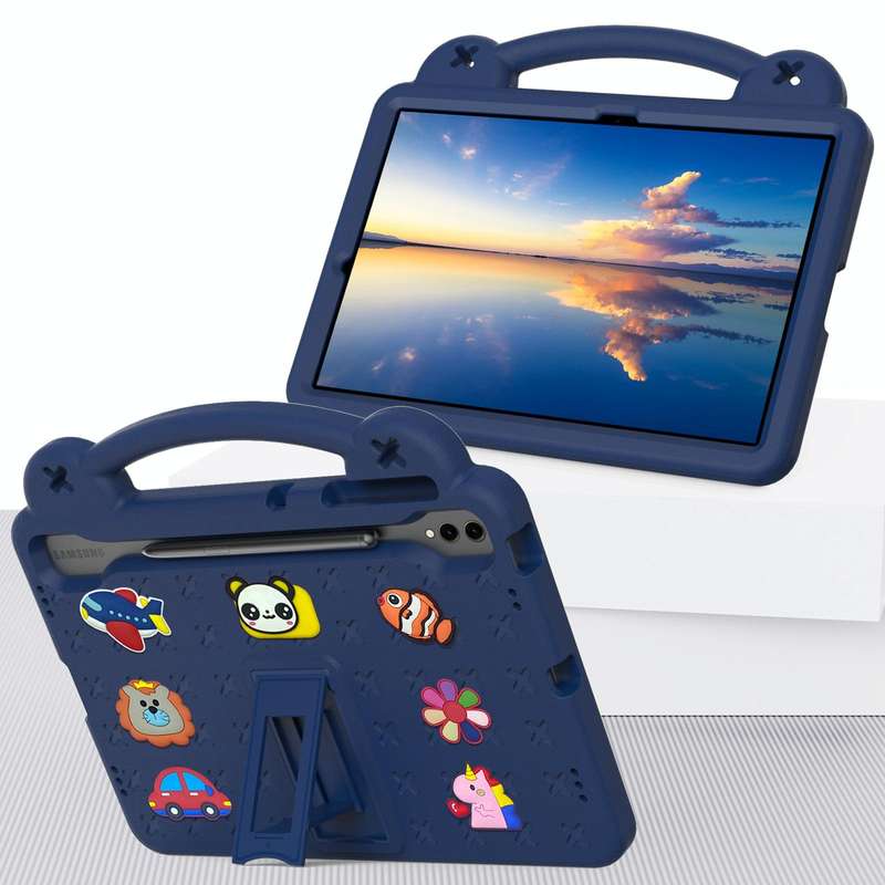 For Samsung Galaxy Tab S9 FE+ 12.4 X610N Handle Kickstand Children EVA Shockproof Tablet Case(Nav...