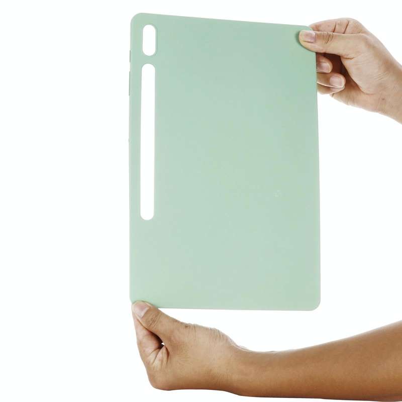 For Samsung Galaxy Tab S8+/Tab S7+/Tab S7 FE Pure Color Liquid Silicone Shockproof Full Coverage ...
