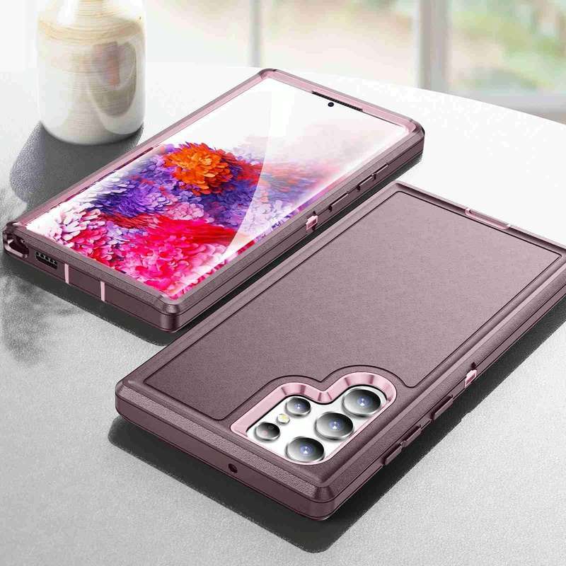 For Samsung Galaxy S22 Ultra 5G Life Waterproof Rugged Phone Case(Purple + Pink)