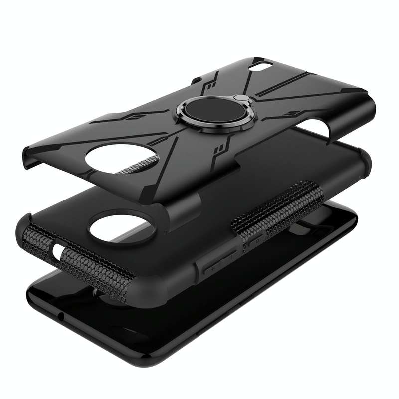 For Nokia C10 / C20 Armor Bear Shockproof PC + TPU Phone Protective Case with Ring Holder(Black)