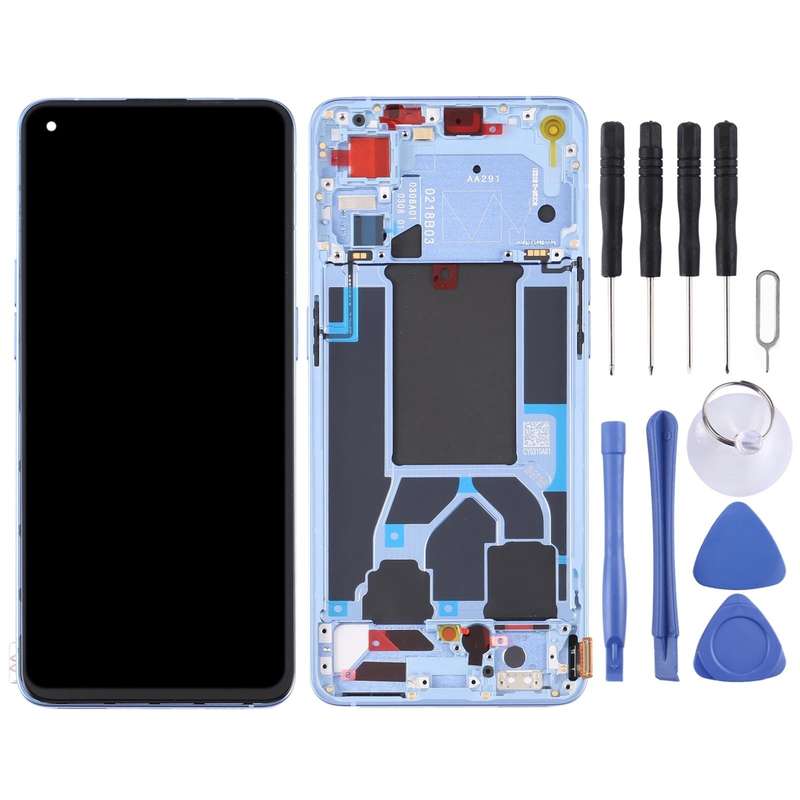 Original LCD Screen For OPPO Reno7 Pro 5G Digitizer Full Assembly with Frame (Blue)